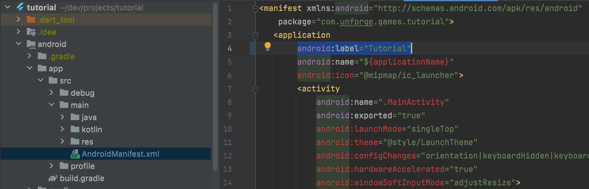 Zmiana nazwy aplikacji Flutter dla systemu Android